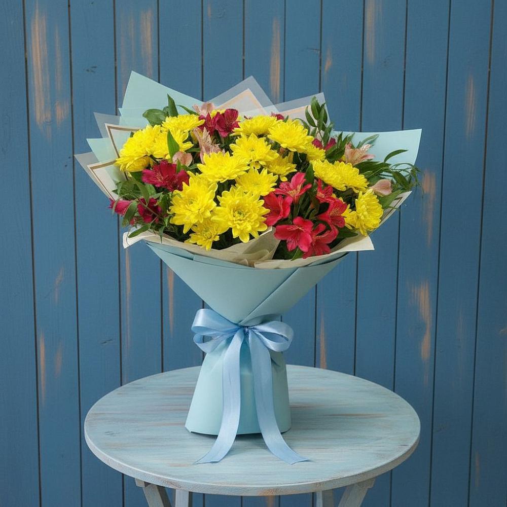 Букет цветов из: Альстромерии и Хризантемы в Захарово Одинцовского района