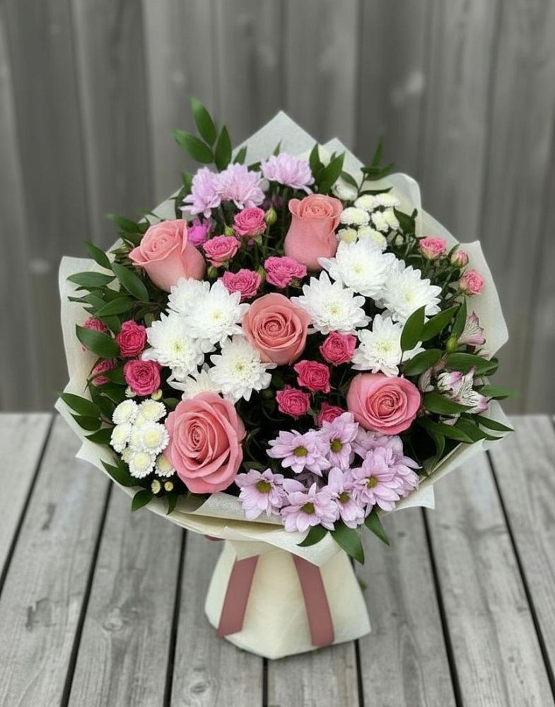 Букет цветов из: Альстромерии, Гвоздики, Розы и Хризантемы в Захарово Одинцовского района