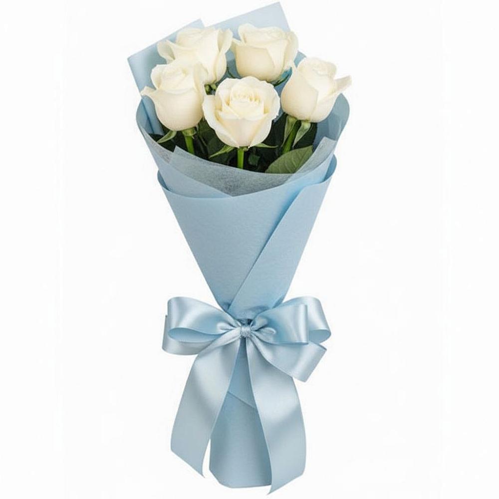 Букет 5 Белых роз Проуд в Захарово Одинцовского района