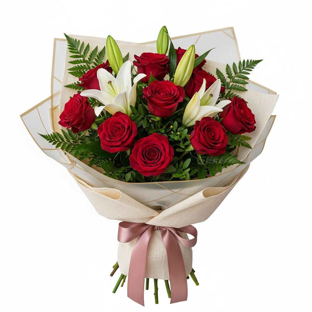 Букет цветов из: Лилии и Розы в Захарово Одинцовского района