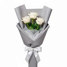 Букет 3 белые розы в Захарово Одинцовского района