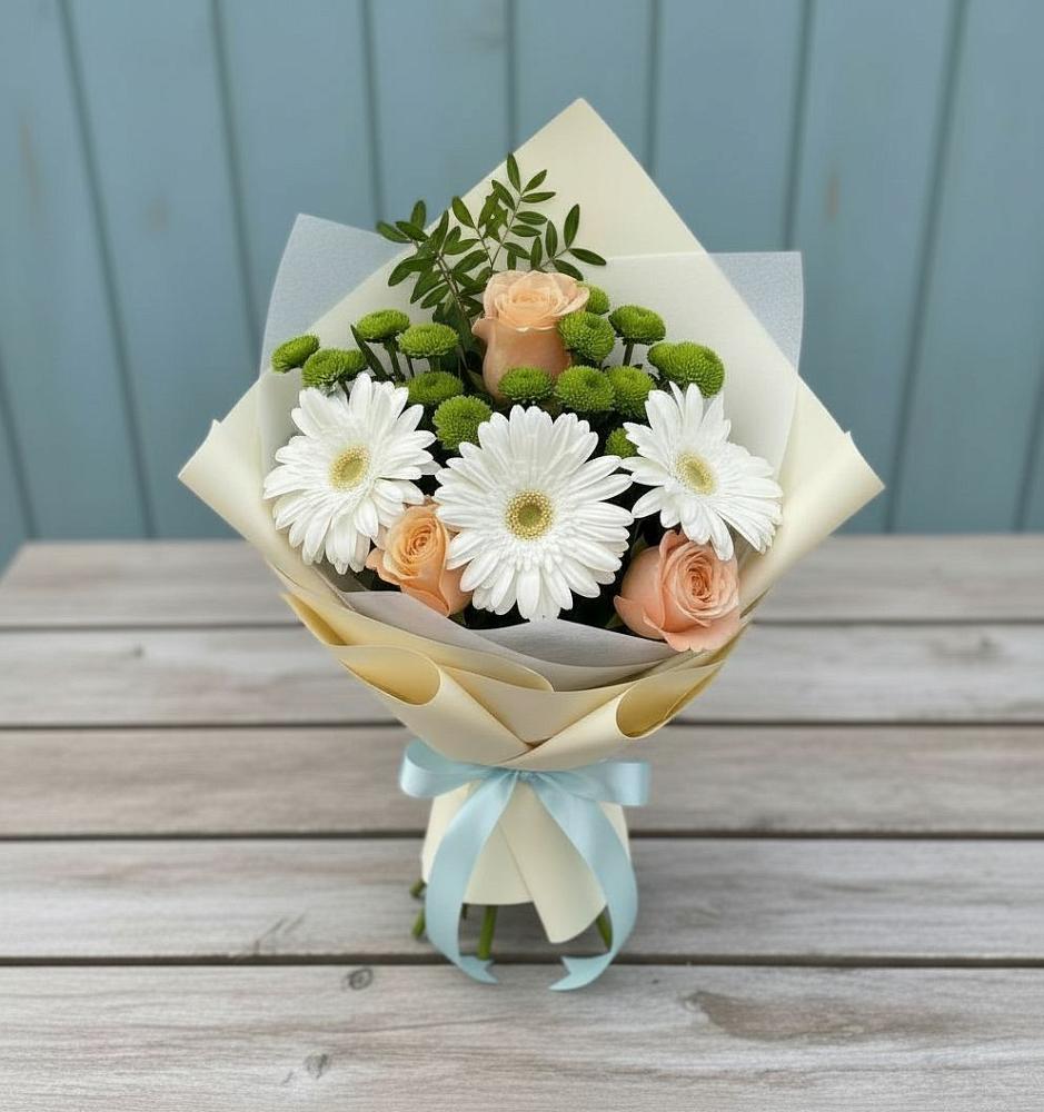 Букет цветов из: Герберы, Розы и Хризантемы в Захарово Одинцовского района