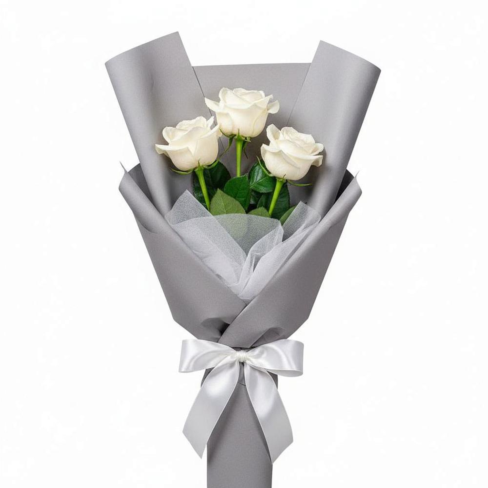 Букет 3 белые розы в Захарово Одинцовского района