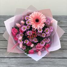 Букет цветов из:  Розы, Герберы и Хризантемы в Захарово Одинцовского района