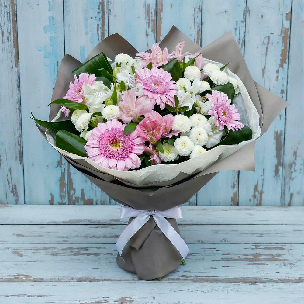 Букет цветов из: Герберы, Альстромерии и Хризантемы в Захарово Одинцовского района